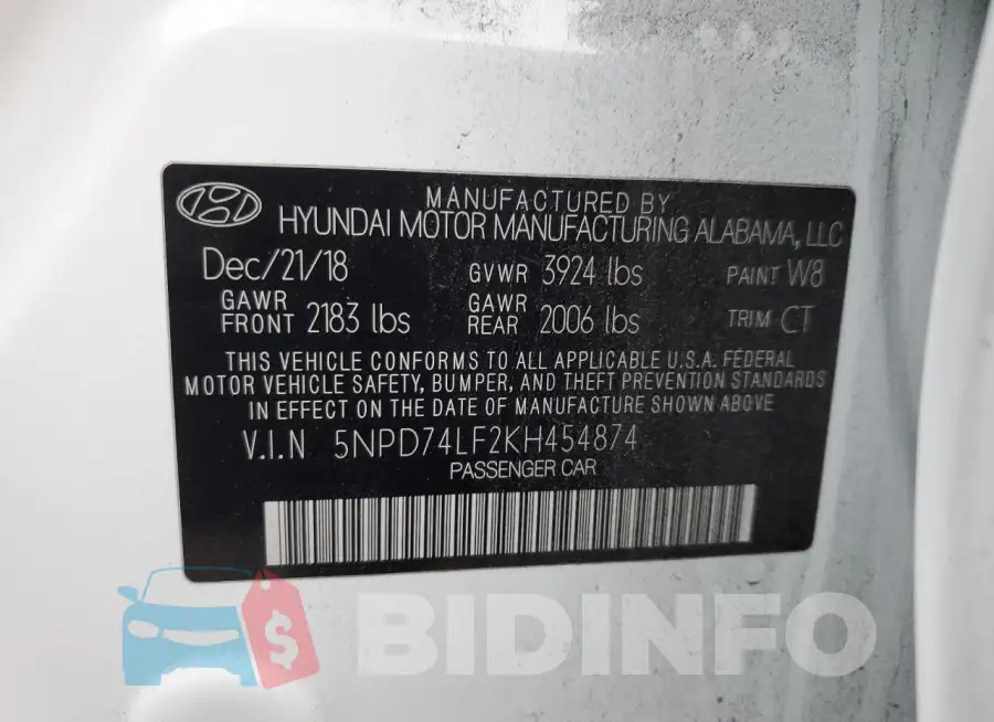 5NPD74LF2KH454874 Photo# 12