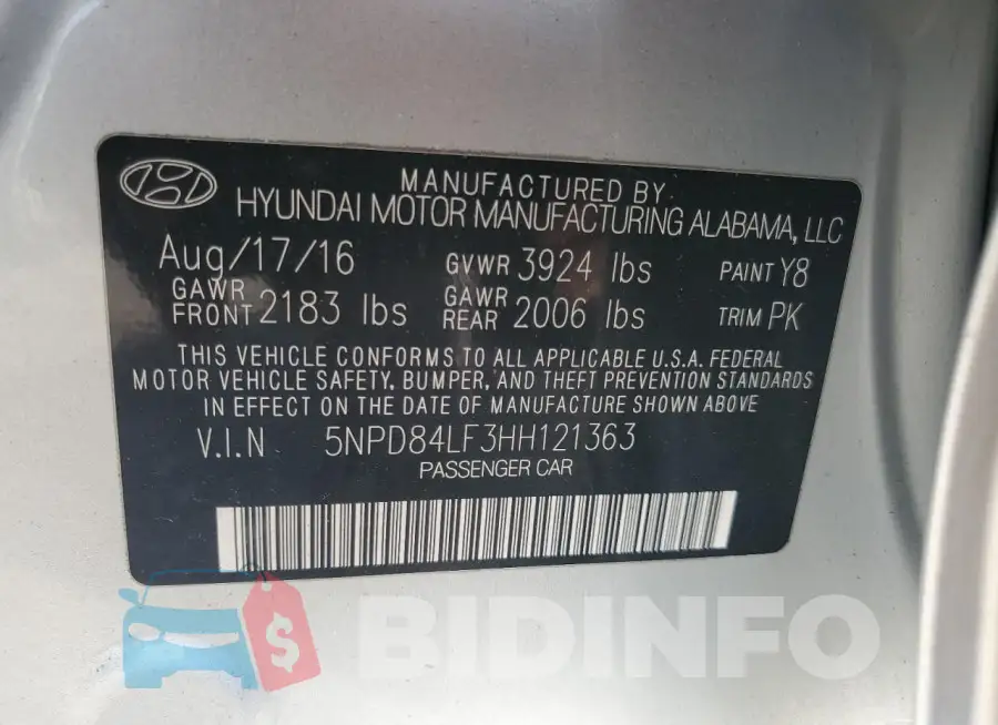 5NPD84LF3HH121363 Photo# 12