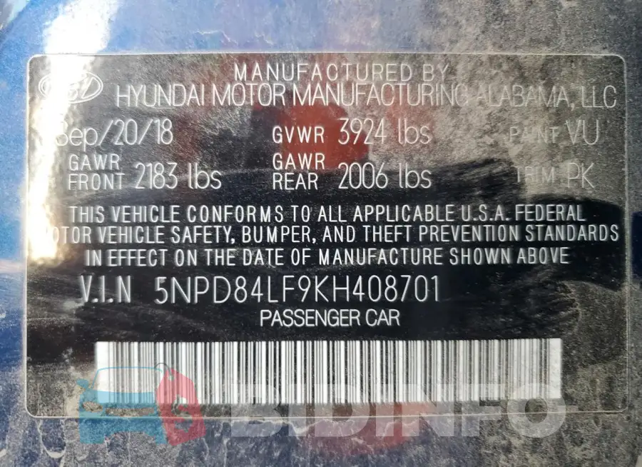 5NPD84LF9KH408701 Photo# 12
