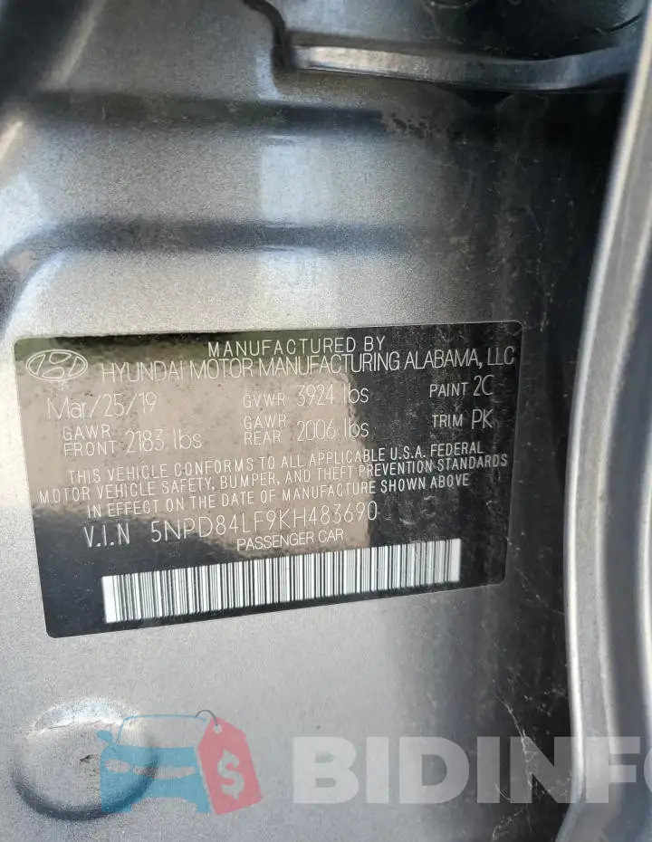 5NPD84LF9KH483690 Photo# 12