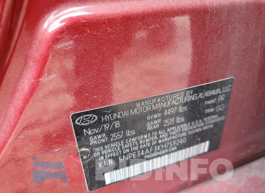 5NPE34AF3KH759240 Photo# 12