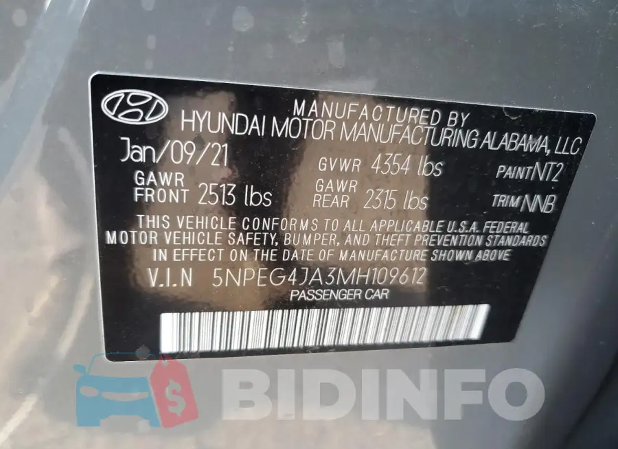 5NPEG4JA3MH109612 Photo# 13