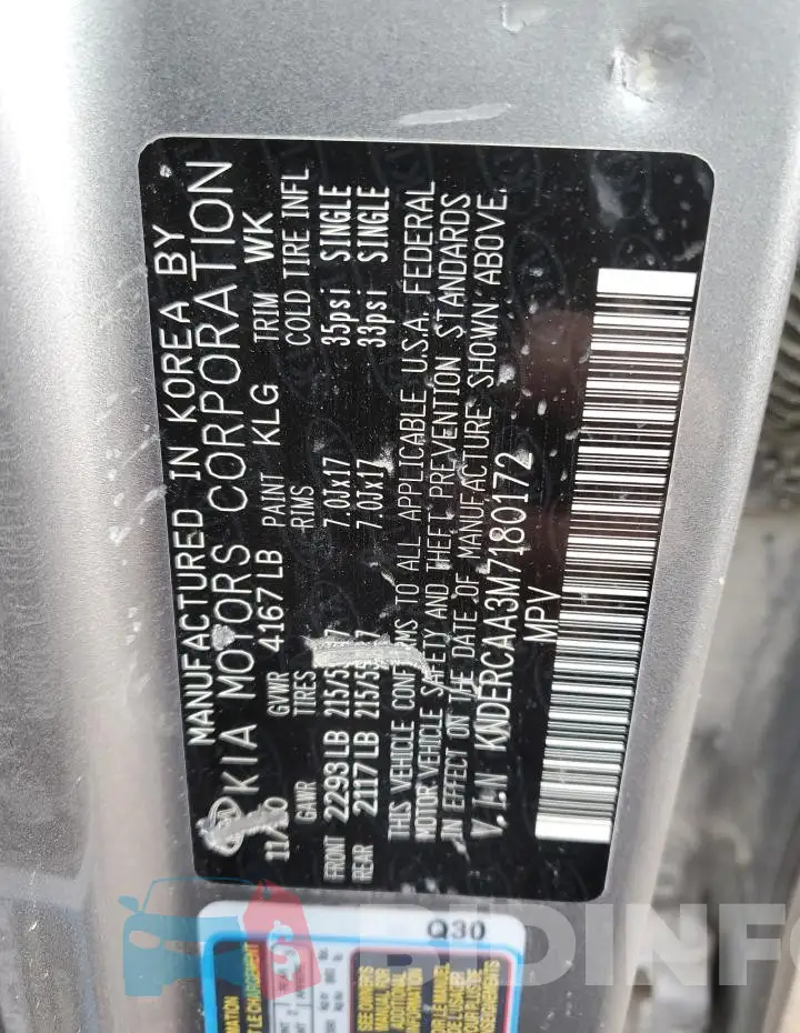 KNDERCAA3M7180172 Photo# 12