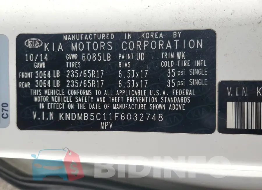 KNDMB5C11F6032748 Photo# 13