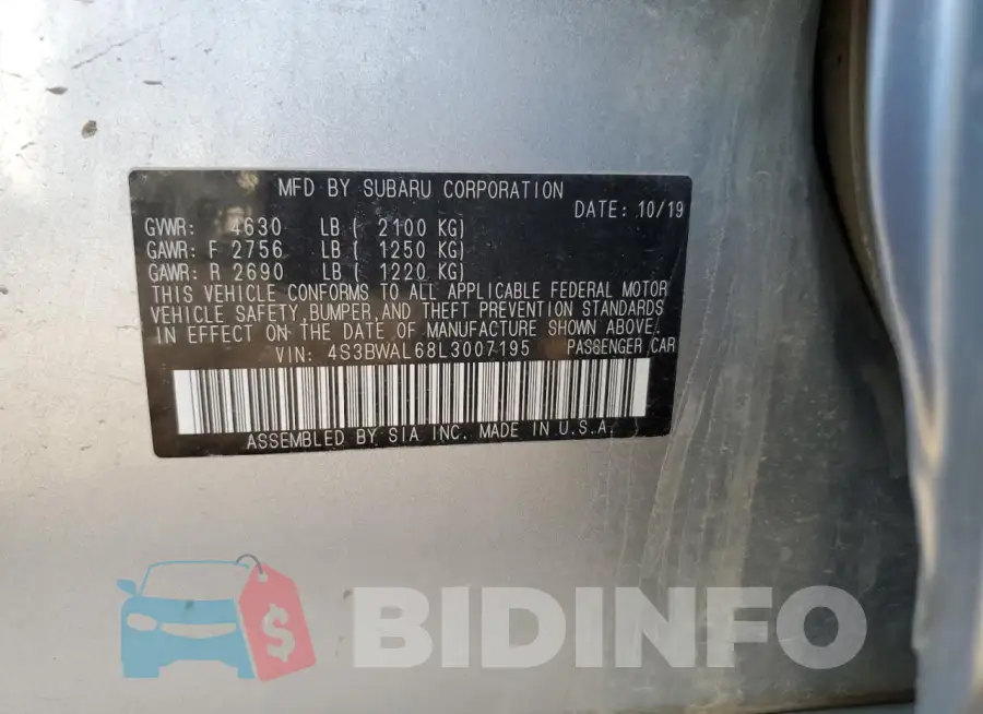 4S3BWAL68L3007195 Photo# 12