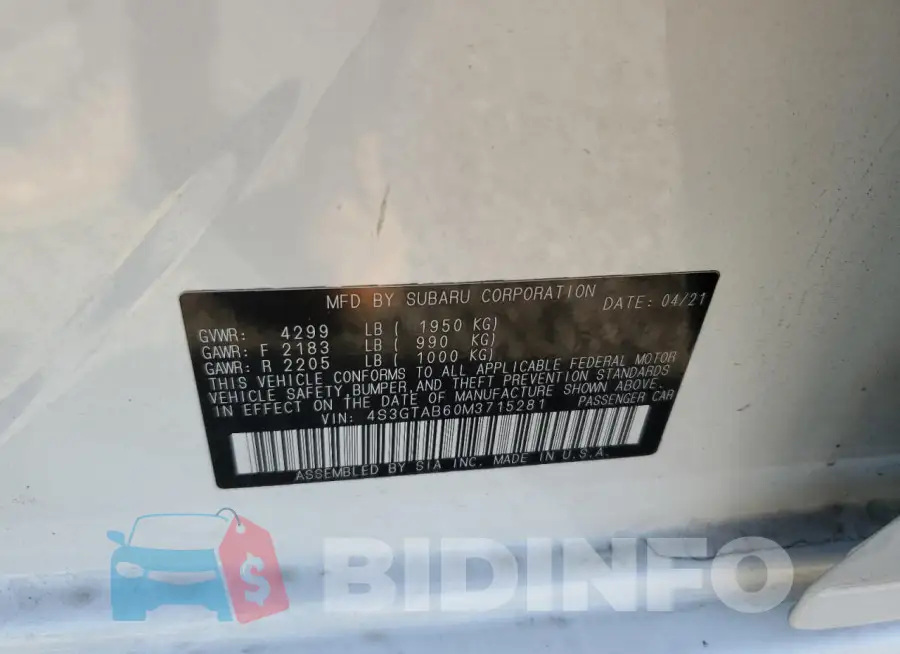 4S3GTAB60M3715281 Photo# 12