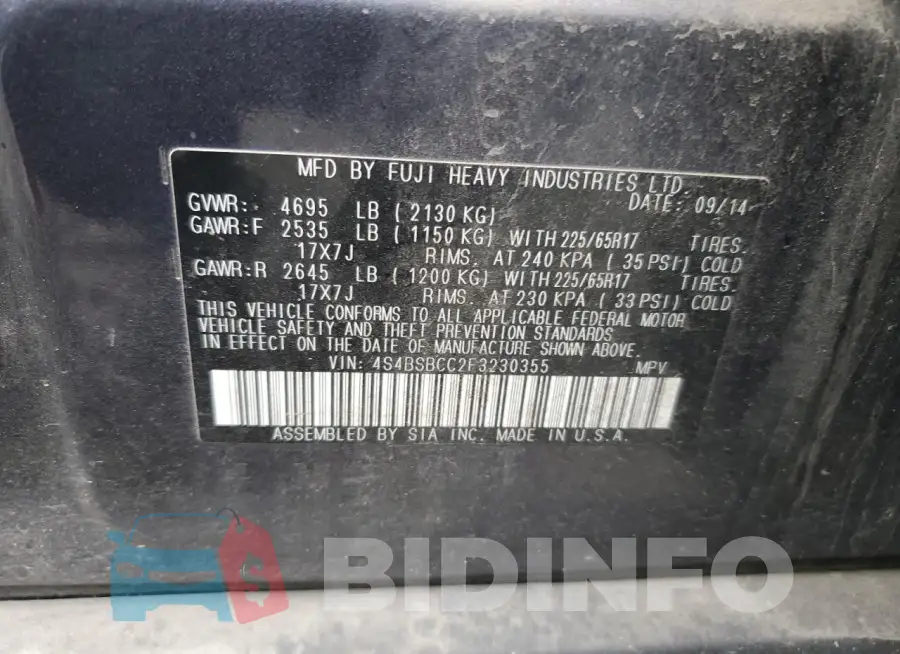 4S4BSBCC2F3230355 Photo# 12