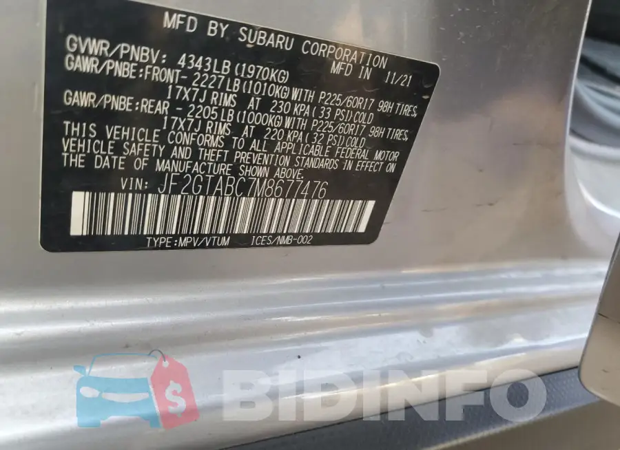 JF2GTABC7M8677476 Photo# 13