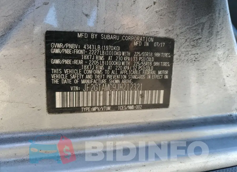 JF2GTAMC9JH212321 Photo# 13