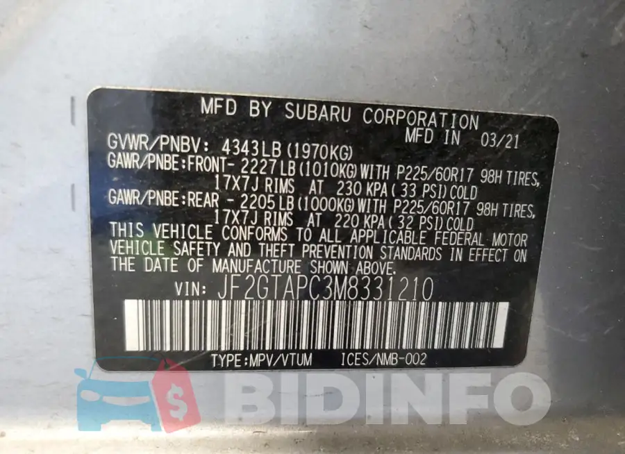 JF2GTAPC3M8331210 Photo# 14