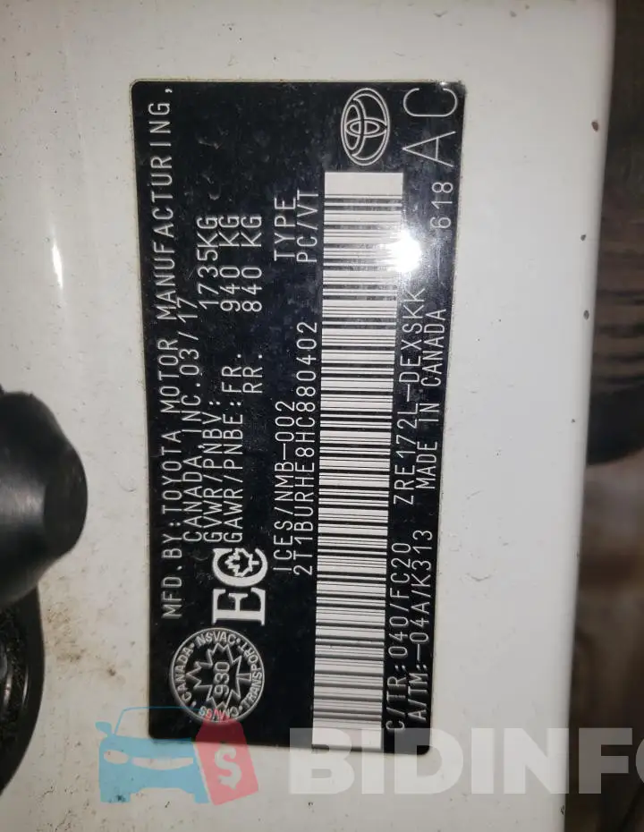 2T1BURHE8HC880402 Photo# 13