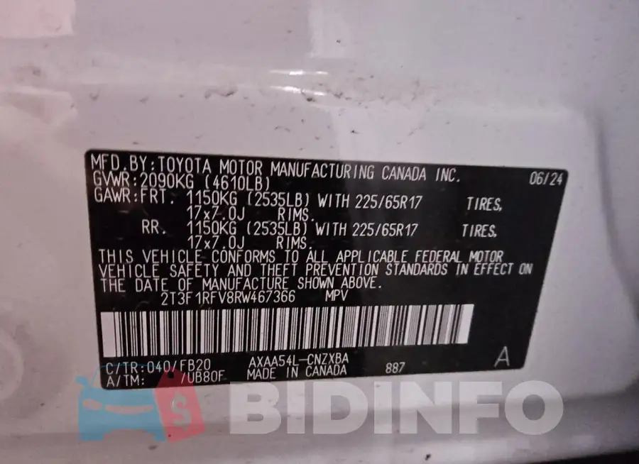2T3F1RFV8RW467366 Photo# 14