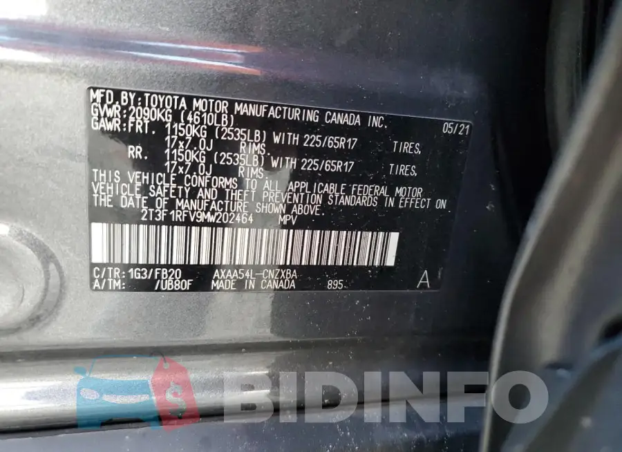 2T3F1RFV9MW202464 Photo# 14