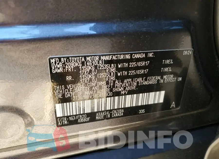 2T3G1RFV1RC471930 Photo# 13