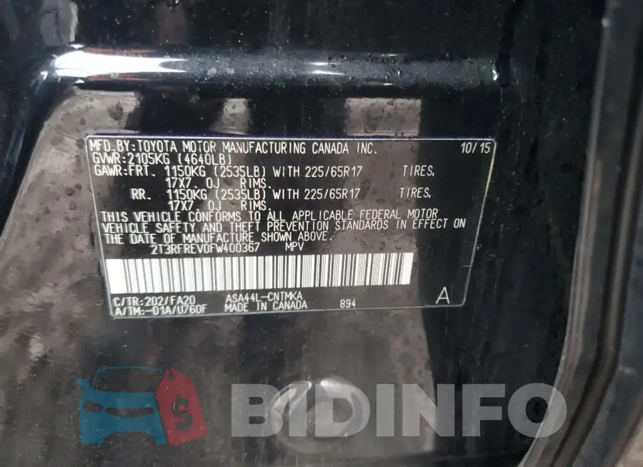 2T3RFREV0FW400367 Photo# 13