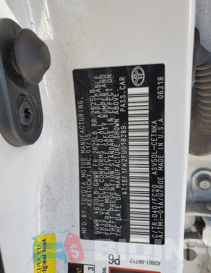 4T1BF1FK2FU018289 Photo# 12