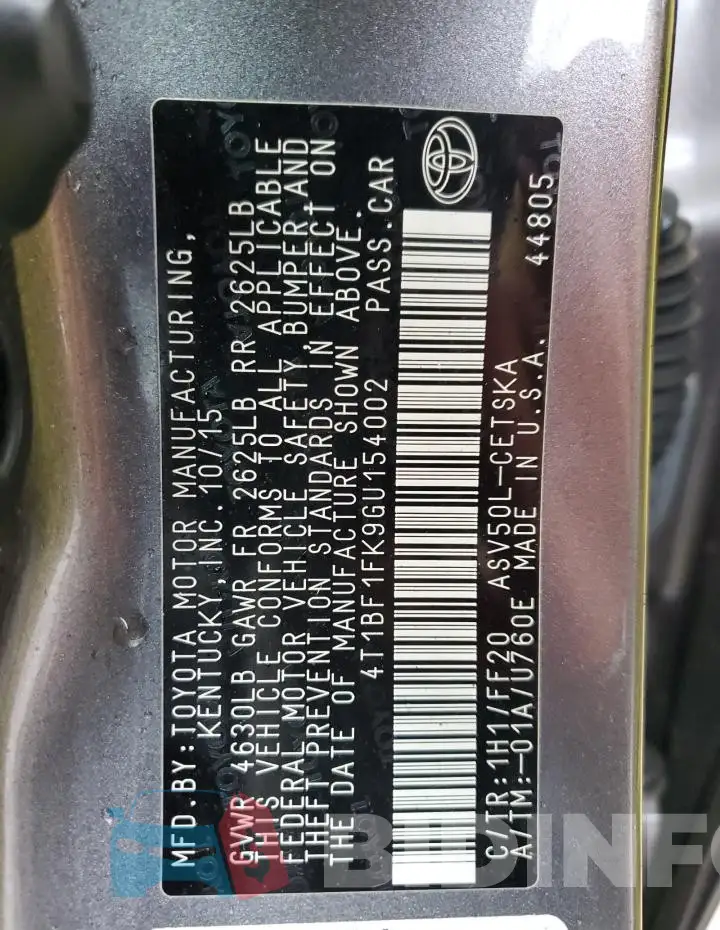 4T1BF1FK9GU154002 Photo# 13