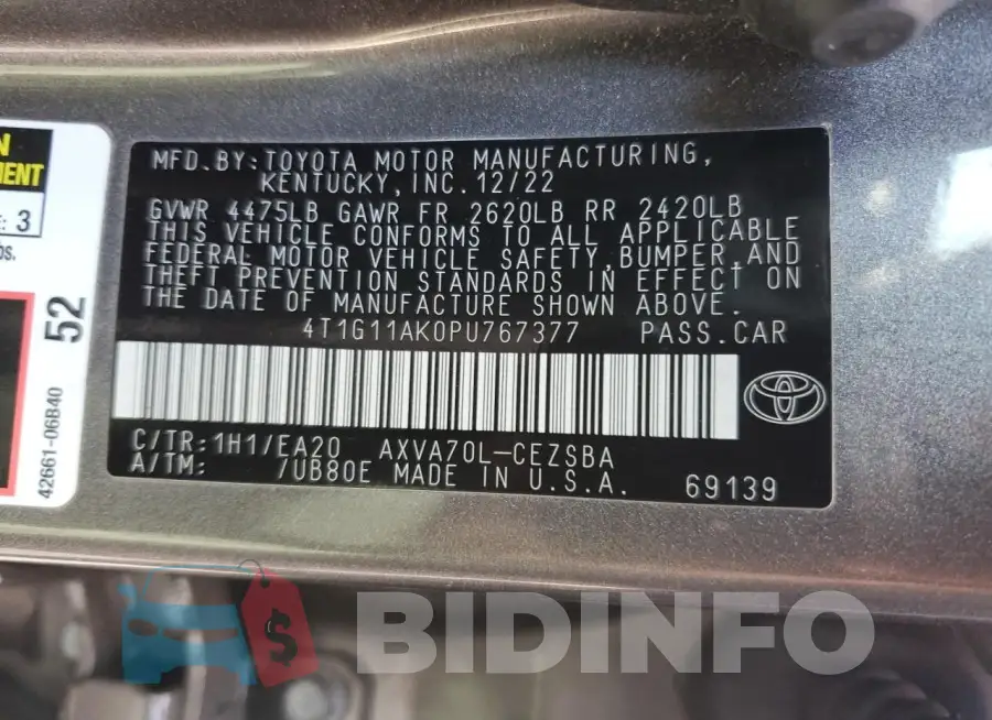 4T1G11AK0PU767377 Photo# 12
