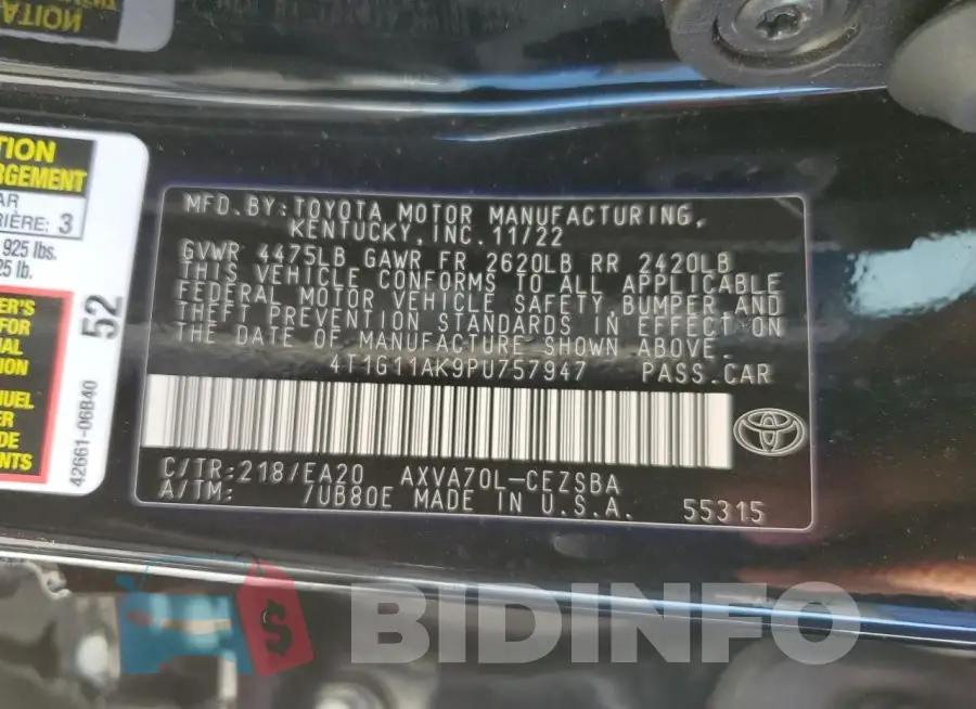 4T1G11AK9PU757947 Photo# 12