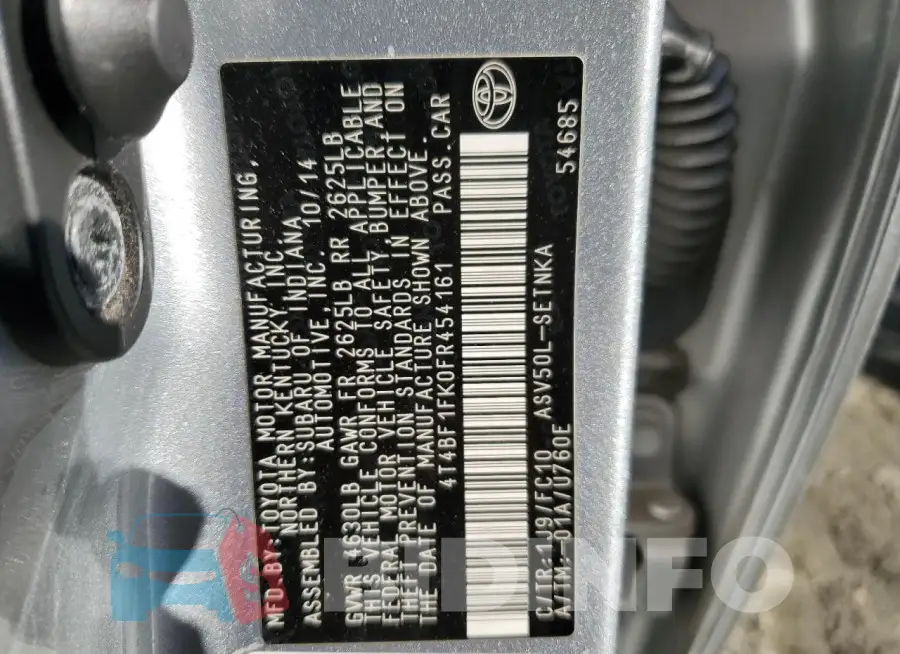 4T4BF1FK0FR454161 Photo# 12