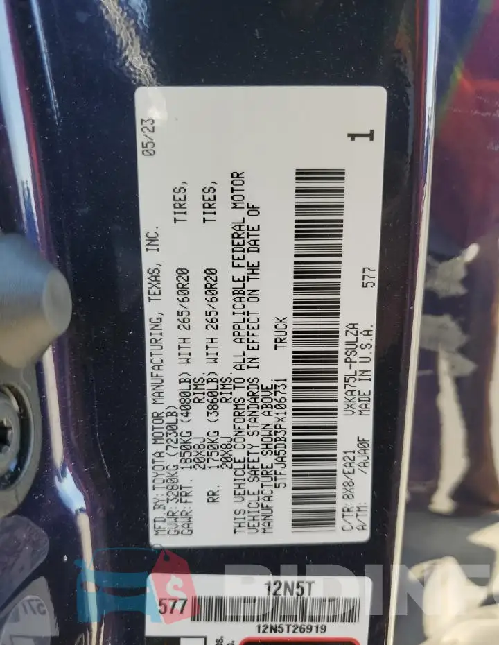 5TFJA5DB3PX106731 Photo# 12