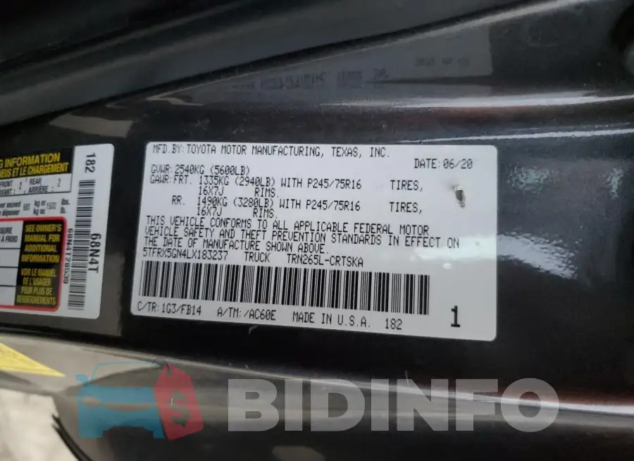 5TFRX5GN4LX183237 Photo# 13