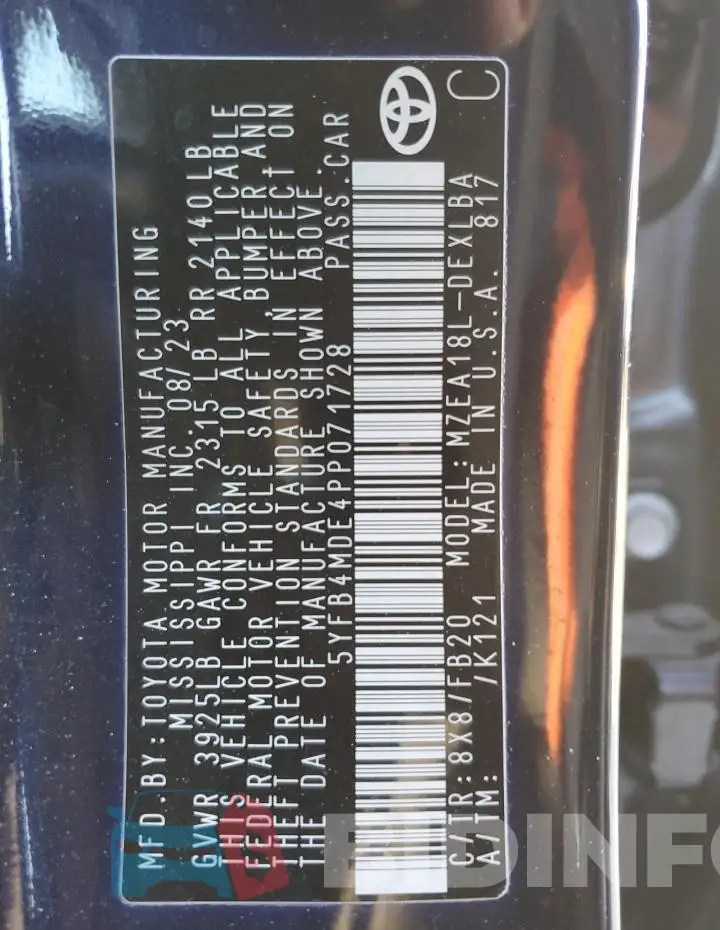 5YFB4MDE4PP071728 Photo# 13