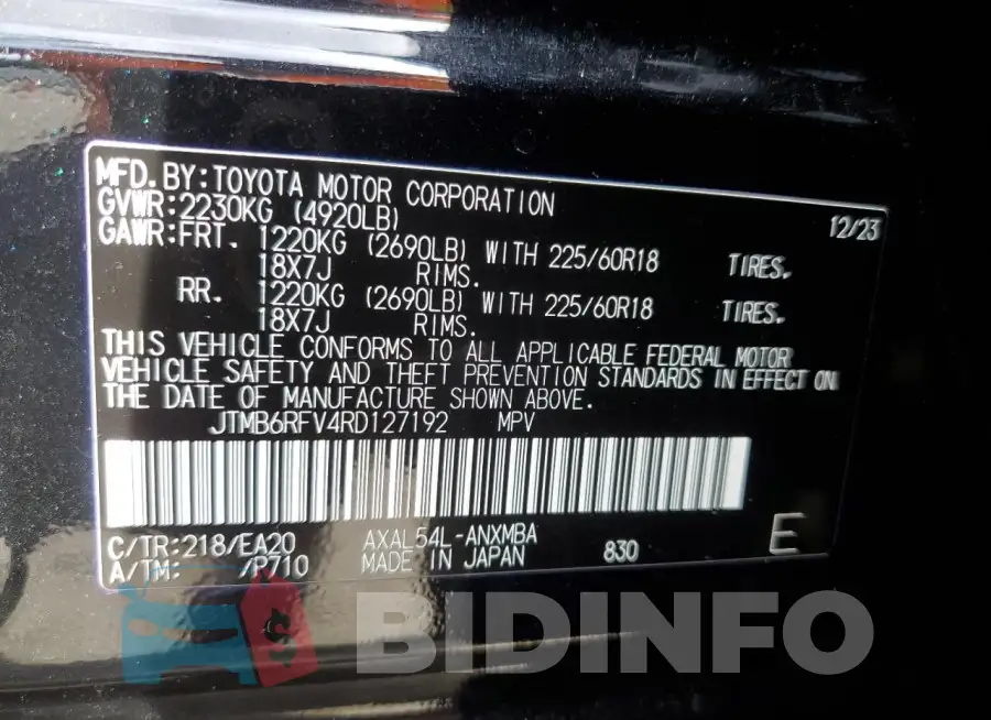 JTMB6RFV4RD127192 Photo# 14
