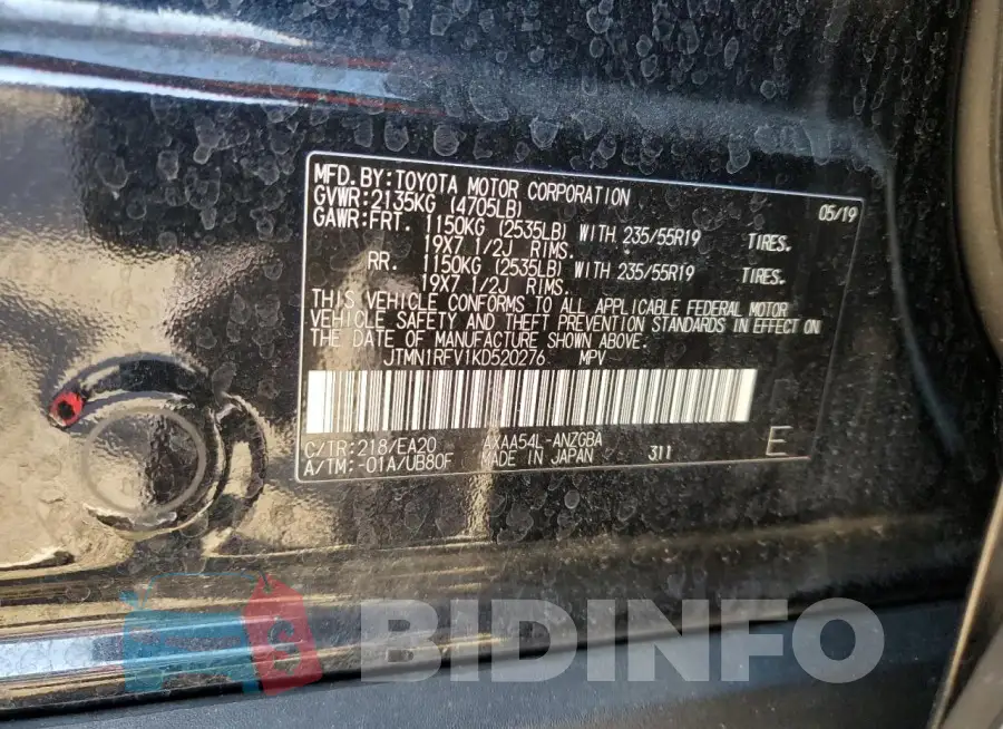 JTMN1RFV1KD520276 Photo# 13