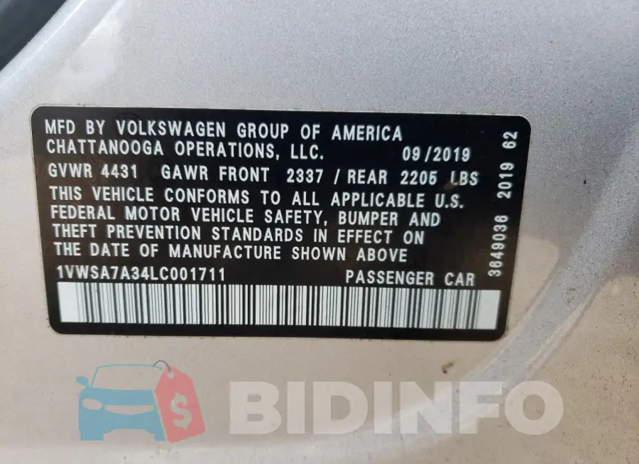 1VWSA7A34LC001711 Photo# 13