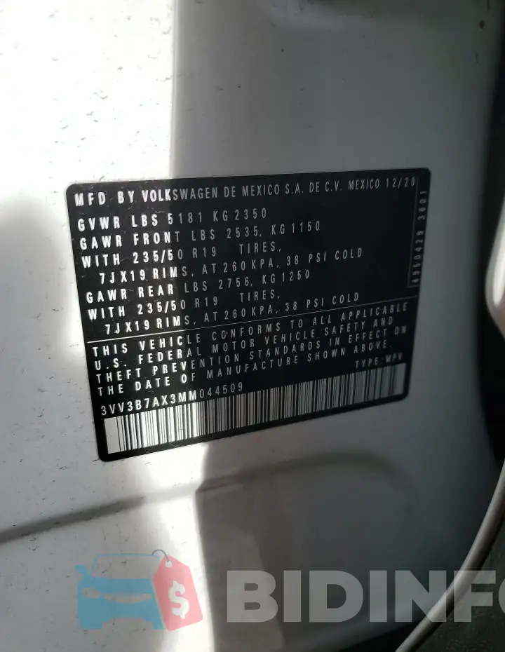 3VV3B7AX3MM044509 Photo# 14