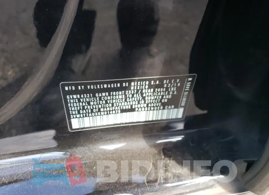 3VW6T7AUXKM014075 Photo# 12