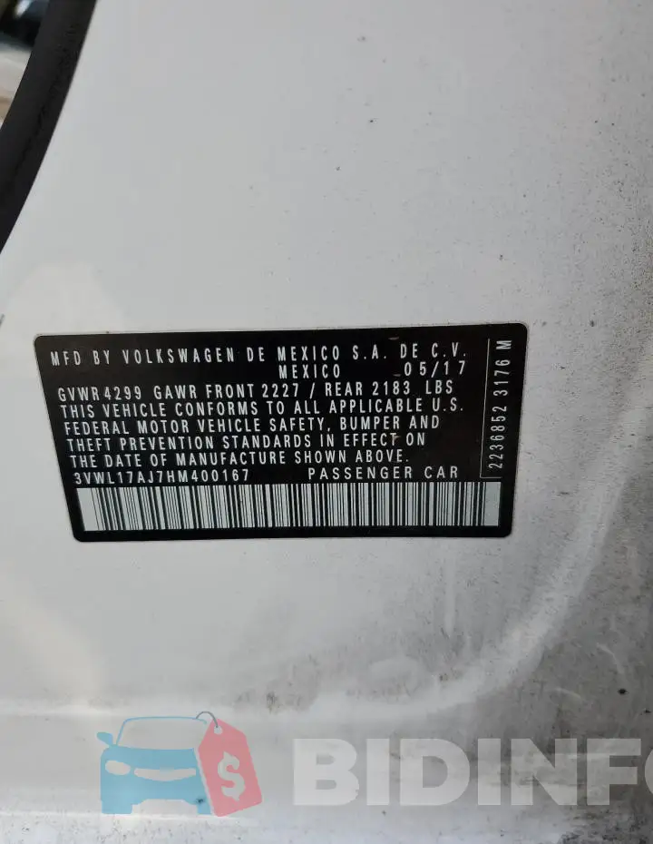 3VWL17AJ7HM400167 Photo# 12