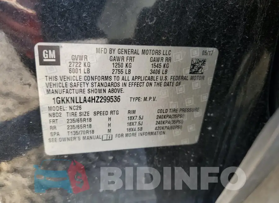 1GKKNLLA4HZ299536 Photo# 14