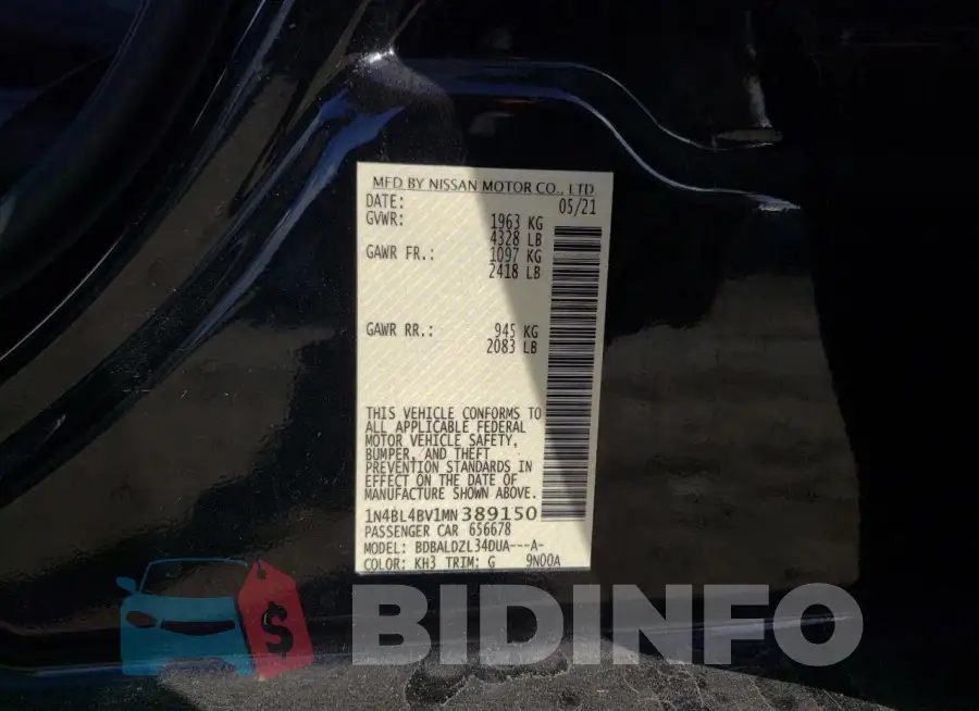 1N4BL4BV1MN389150 Photo# 12