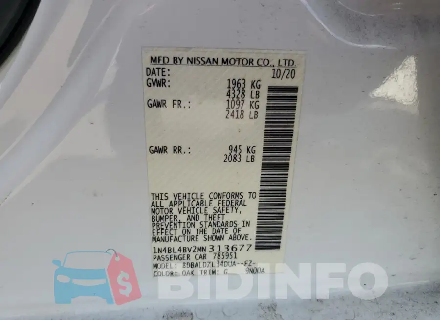 1N4BL4BV2MN313677 Photo# 13