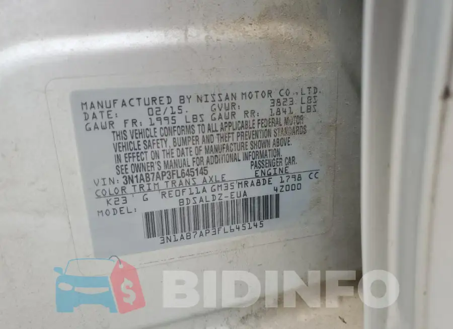 3N1AB7AP3FL645145 Photo# 12