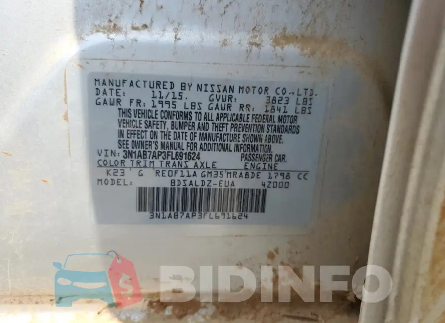 3N1AB7AP3FL691624 Photo# 13