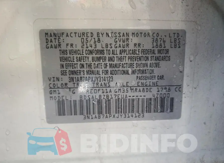 3N1AB7APXJY314123 Photo# 12