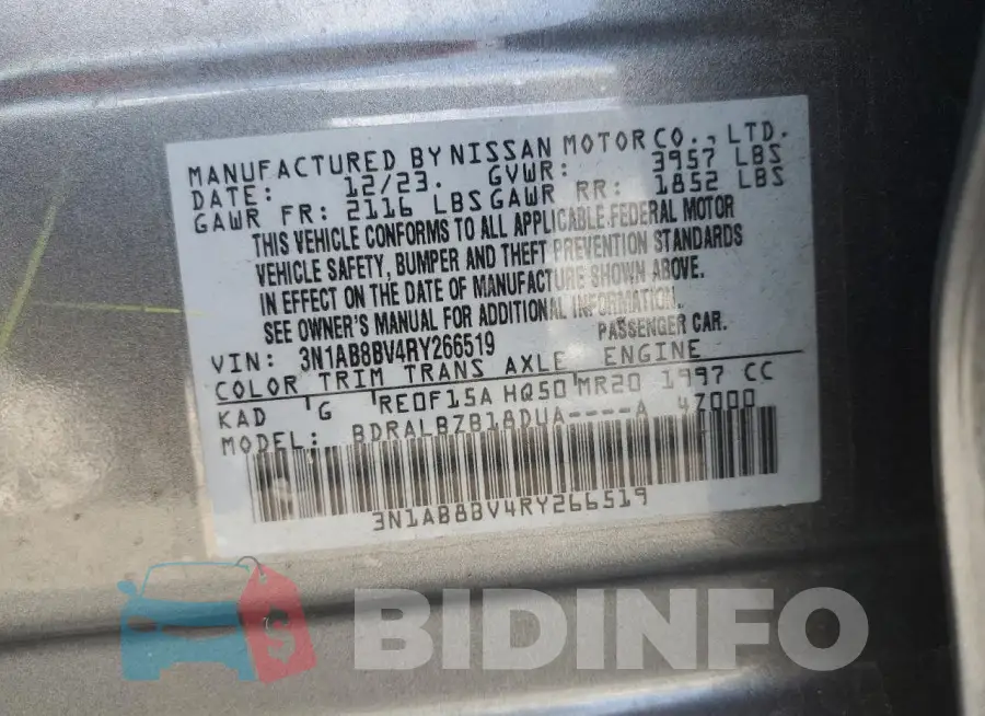 3N1AB8BV4RY266519 Photo# 13