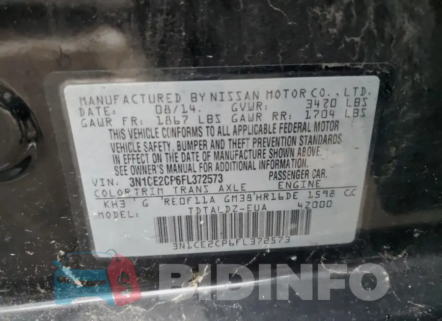 3N1CE2CP6FL372573 Photo# 12