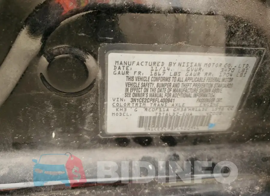 3N1CE2CP8FL400941 Photo# 12