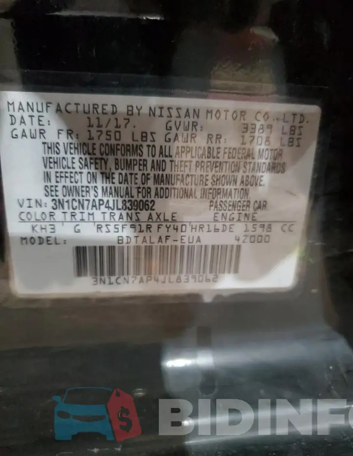 3N1CN7AP4JL839062 Photo# 13