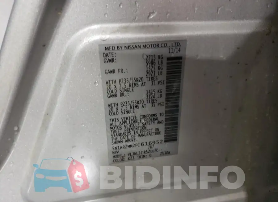 5N1AR2MM2FC616952 Photo# 13