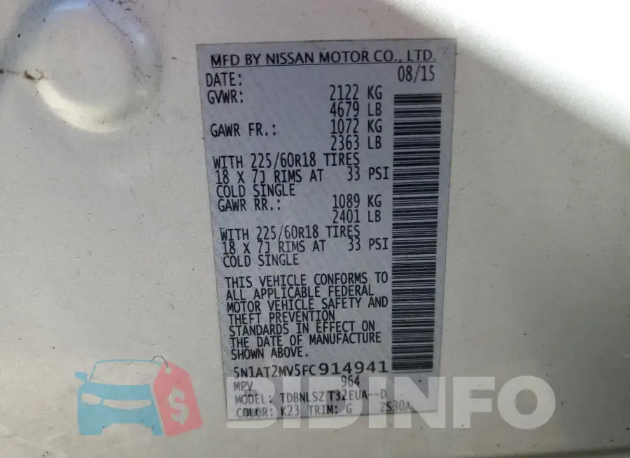 5N1AT2MV5FC914941 Photo# 13