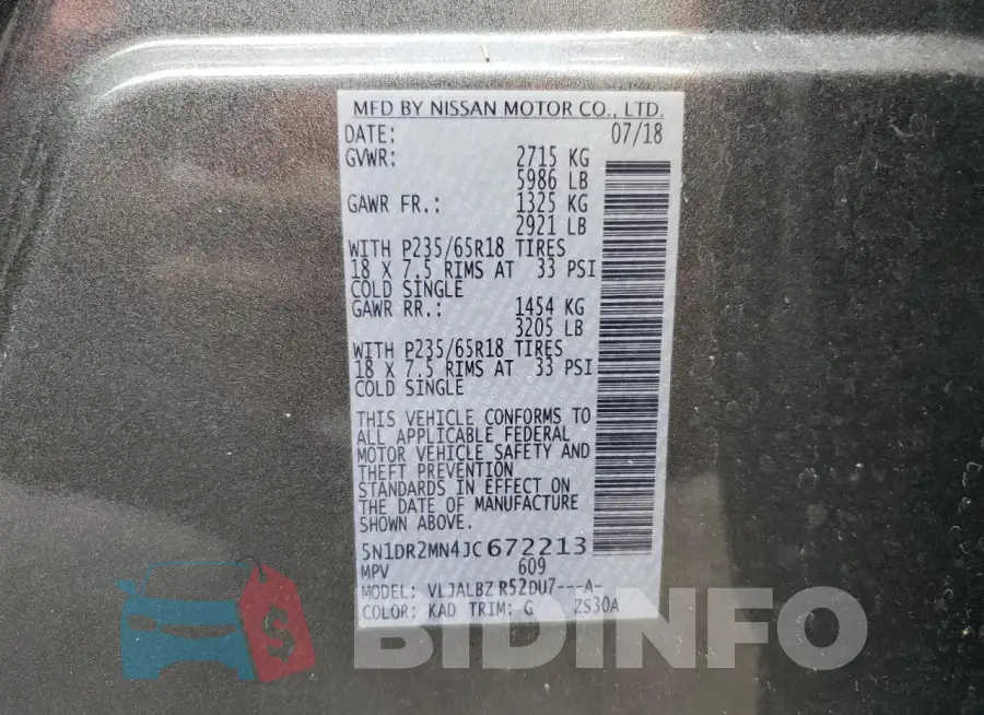 5N1DR2MN4JC672213 Photo# 14