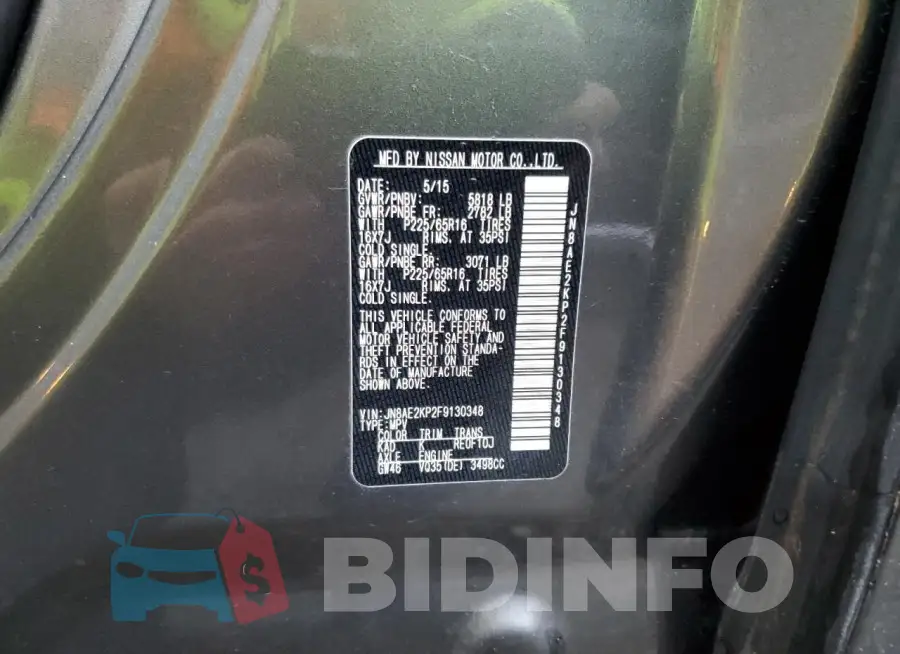 JN8AE2KP2F9130348 Photo# 13