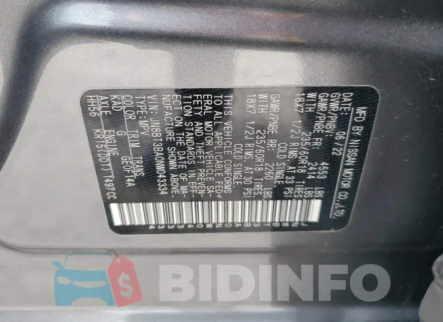 JN8BT3BA0NW043334 Photo# 14