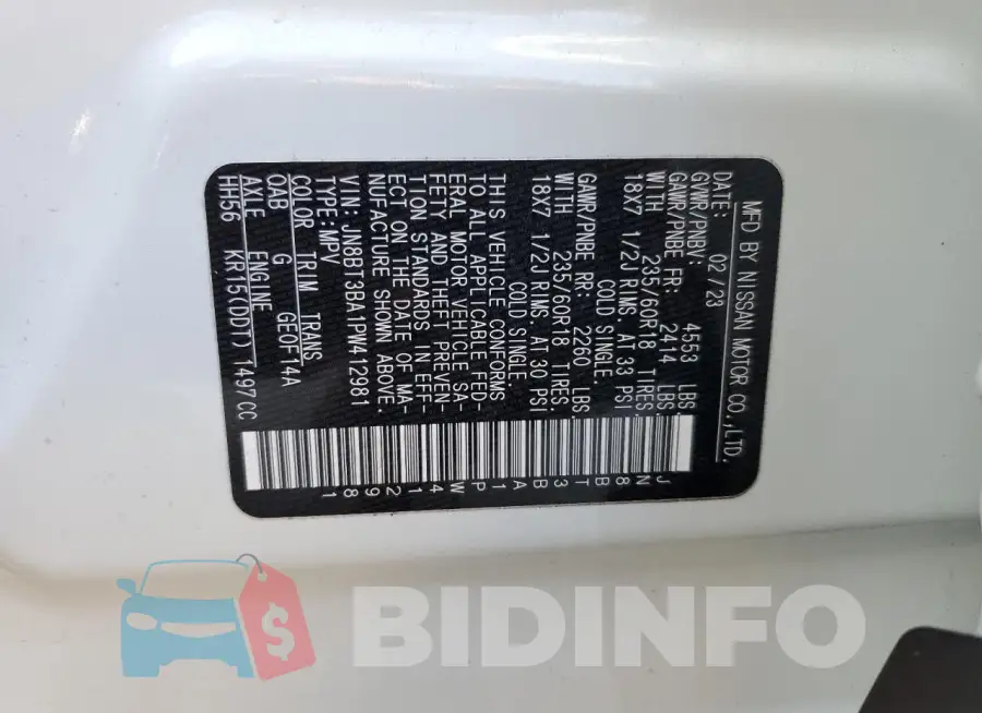 JN8BT3BA1PW412981 Photo# 13