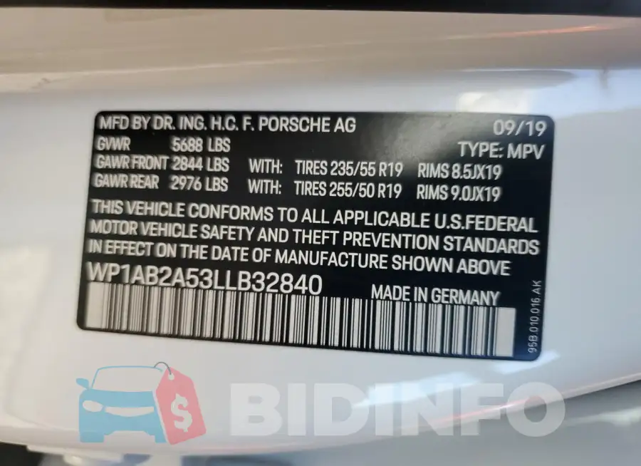 WP1AB2A53LLB32840 Photo# 13